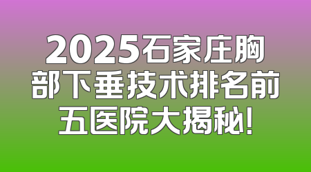 2025石家庄胸部下垂技术排名前五医院大揭秘！