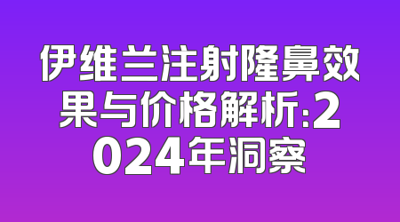 伊维兰注射隆鼻效果与价格解析：2024年洞察