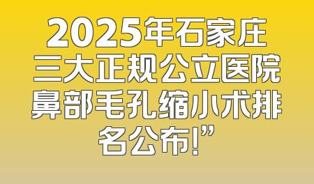 2025年石家庄三大正规公立医院鼻部毛孔缩小术排名公布！”