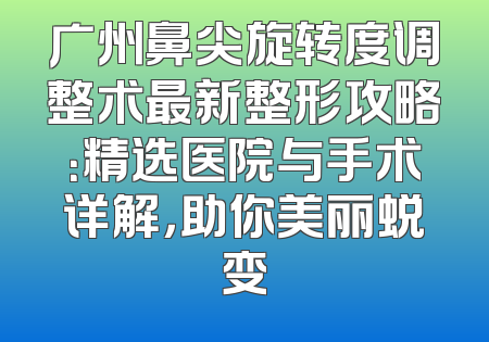 广州鼻尖旋转度调整术最新整形攻略：精选医院与手术详解，助你美丽蜕变