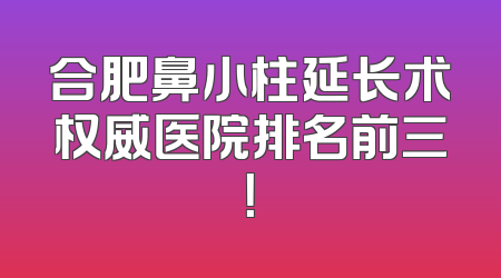 合肥鼻小柱延长术权威医院排名前三！