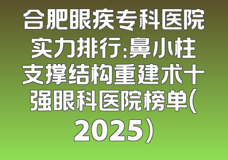 合肥眼疾专科医院实力排行：鼻小柱支撑结构重建术十强眼科医院榜单（2025）