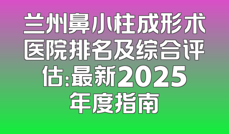 兰州鼻小柱成形术医院排名及综合评估：最新2025年度指南