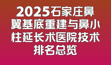 2025石家庄鼻翼基底重建与鼻小柱延长术医院技术排名总览