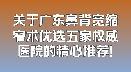 关于广东鼻背宽缩窄术优选五家权威医院的精心推荐！