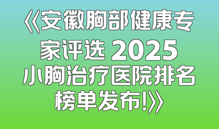 《安徽胸部健康专家评选 2025小胸治疗医院排名榜单发布！》