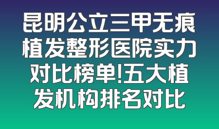 昆明公立三甲无痕植发整形医院实力对比榜单！五大植发机构排名对比