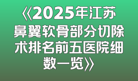 《2025年江苏鼻翼软骨部分切除术排名前五医院细数一览》
