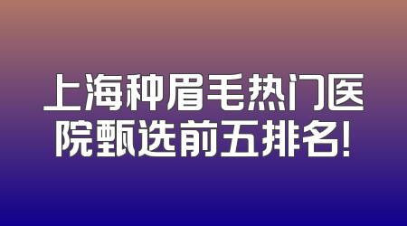 上海种眉毛热门医院甄选前五排名！