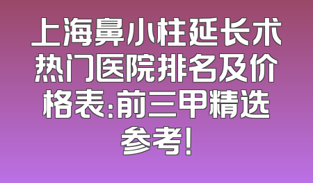 上海鼻小柱延长术热门医院排名及价格表：前三甲精选参考！