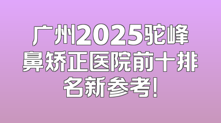 广州2025驼峰鼻矫正医院前十排名新参考！