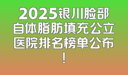 2025银川脸部自体脂肪填充公立医院排名榜单公布！