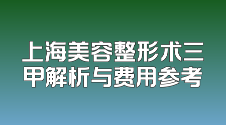上海美容整形术三甲解析与费用参考