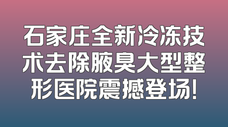 石家庄全新冷冻技术去除腋臭大型整形医院震撼登场！