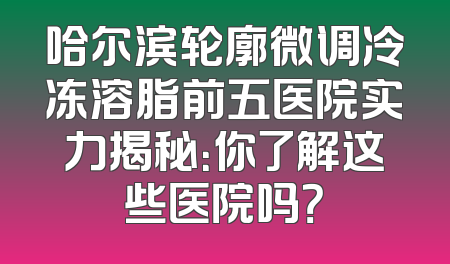 哈尔滨轮廓微调冷冻溶脂前五医院实力揭秘：你了解这些医院吗？
