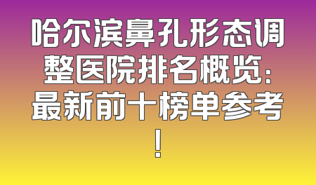 哈尔滨鼻孔形态调整医院排名概览：最新前十榜单参考！