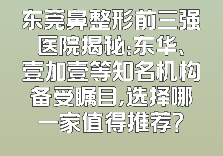东莞鼻整形前三强医院揭秘：东华、壹加壹等知名机构备受瞩目，选择哪一家值得推荐？