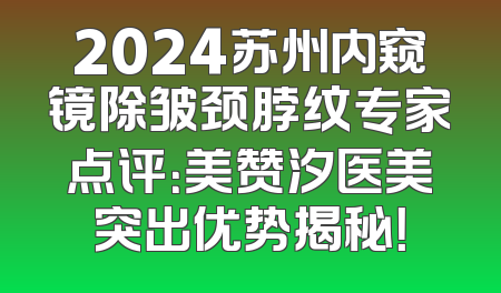 2024苏州内窥镜除皱颈脖纹专家点评：美赞汐医美突出优势揭秘！