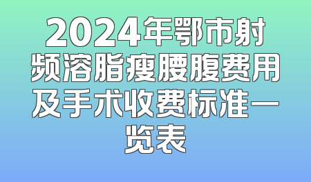 2024年鄂市射频溶脂瘦腰腹费用及手术收费标准一览表