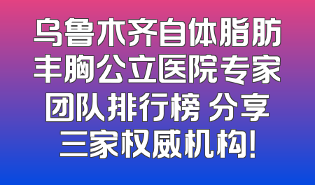 乌鲁木齐自体脂肪丰胸公立医院专家团队排行榜 分享三家权威机构！