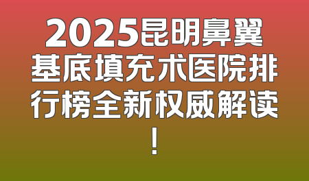 2025昆明鼻翼基底填充术医院排行榜全新权威解读！