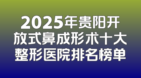 2025年贵阳开放式鼻成形术十大整形医院排名榜单
