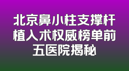 北京鼻小柱支撑杆植入术权威榜单前五医院揭秘