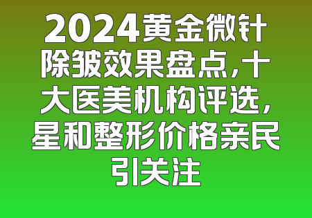 2024黄金微针除皱效果盘点，十大医美机构评选，星和整形价格亲民引关注