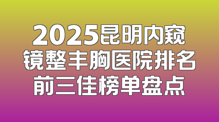2025昆明内窥镜整丰胸医院排名前三佳榜单盘点