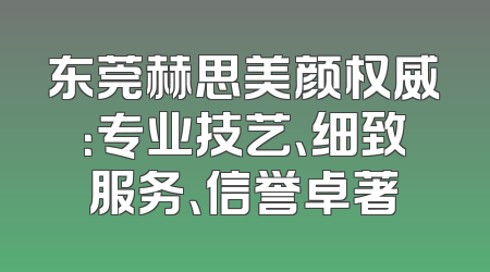 东莞赫思美颜权威：专业技艺、细致服务、信誉卓著