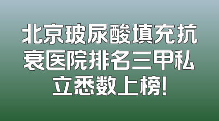 北京玻尿酸填充抗衰医院排名三甲私立悉数上榜！