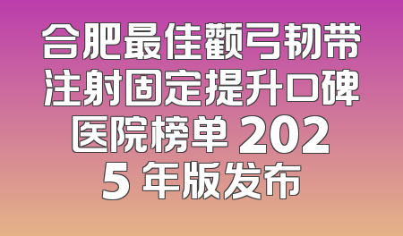 合肥最佳颧弓韧带注射固定提升口碑医院榜单 2025 年版发布