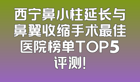 西宁鼻小柱延长与鼻翼收缩手术最佳医院榜单TOP5评测！