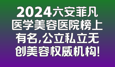 2024六安菲凡医学美容医院榜上有名，公立私立无创美容权威机构！