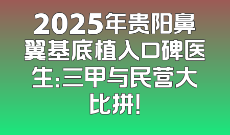 2025年贵阳鼻翼基底植入口碑医生：三甲与民营大比拼！
