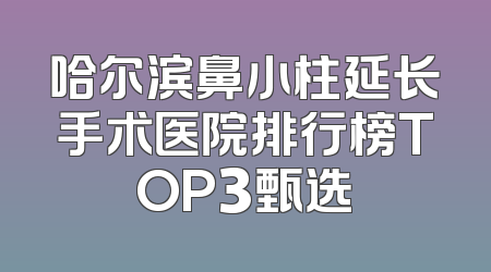 哈尔滨鼻小柱延长手术医院排行榜TOP3甄选