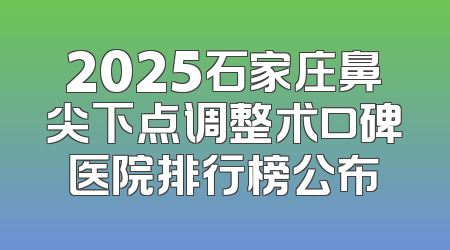 2025石家庄鼻尖下点调整术口碑医院排行榜公布