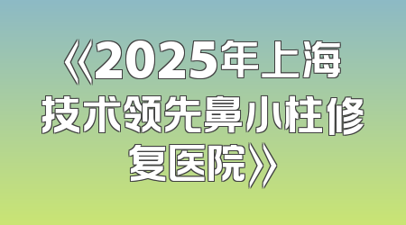 《2025年上海技术领先鼻小柱修复医院》