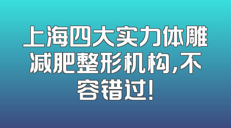 上海四大实力体雕减肥整形机构，不容错过！