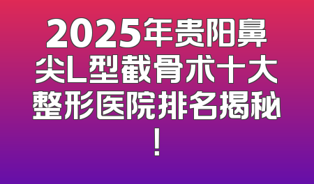 2025年贵阳鼻尖L型截骨术十大整形医院排名揭秘！
