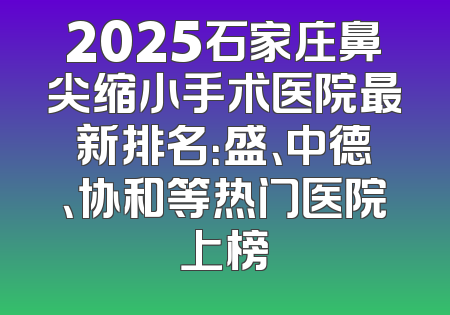 2025石家庄鼻尖缩小手术医院最新排名：盛、中德、协和等热门医院上榜