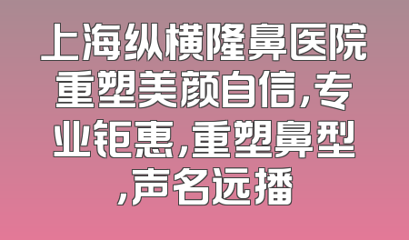 上海纵横隆鼻医院重塑美颜自信，专业钜惠，重塑鼻型，声名远播