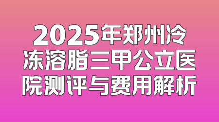2025年郑州冷冻溶脂三甲公立医院测评与费用解析