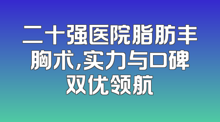 二十强医院脂肪丰胸术，实力与口碑双优领航