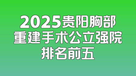 2025贵阳胸部重建手术公立强院排名前五