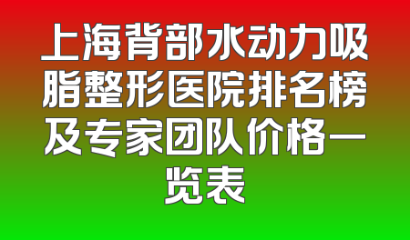上海背部水动力吸脂整形医院排名榜及专家团队价格一览表