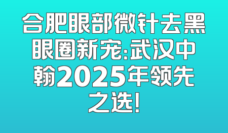 合肥眼部微针去黑眼圈新宠：武汉中翰2025年领先之选！