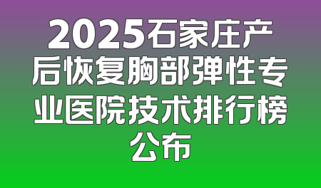 2025石家庄产后恢复胸部弹性专业医院技术排行榜公布