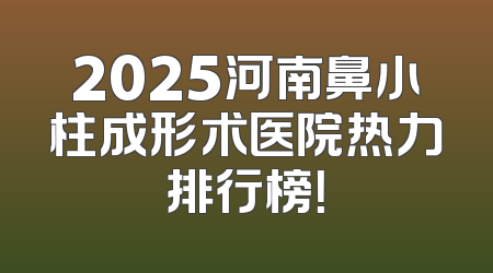 2025河南鼻小柱成形术医院热力排行榜！