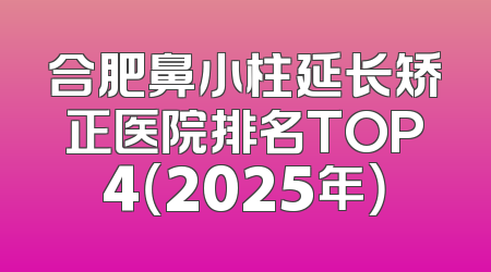 合肥鼻小柱延长矫正医院排名TOP4（2025年）